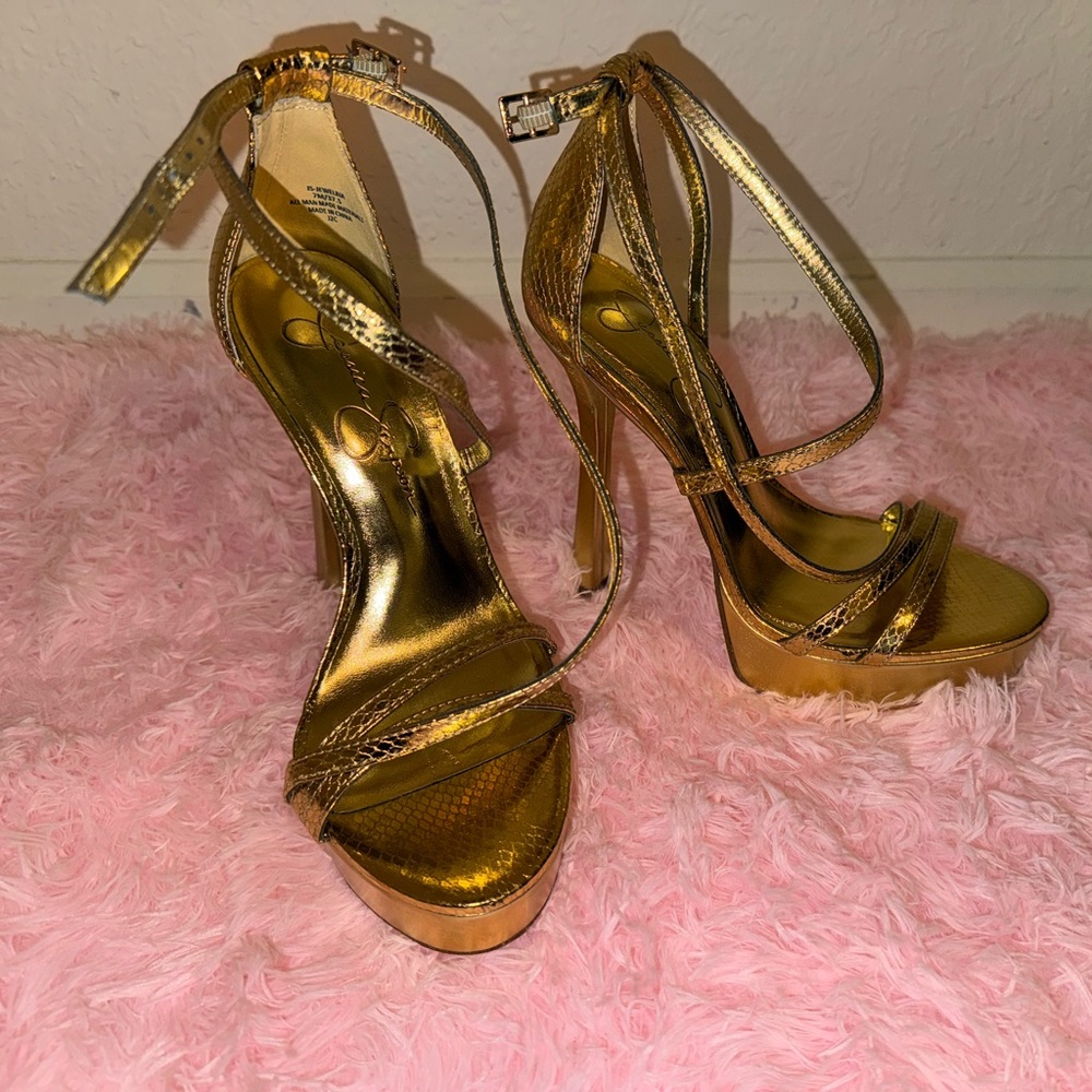 Jessica Simpson Gold Glamorous Heels